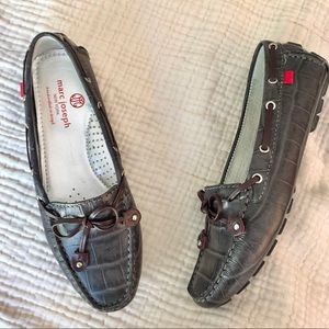 Marc Joseph New York | Cypress Hill Moccasin Loafer Grey Croco Alligator Flats